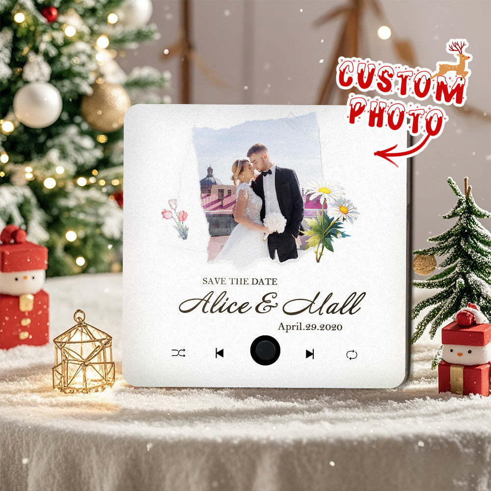 Custom Wedding Photo Music Fridge Magnet Personalized Music Magnets Can Play Songs Christmas Gift for Couples - mycustomtirecover