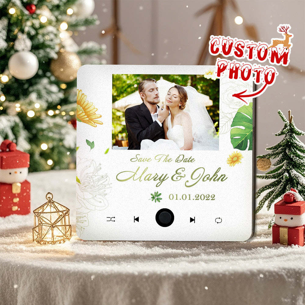 Custom Wedding Photo Music Fridge Magnet Personalized Music Magnets Can Play Songs Christmas Gift for Couples - mycustomtirecover