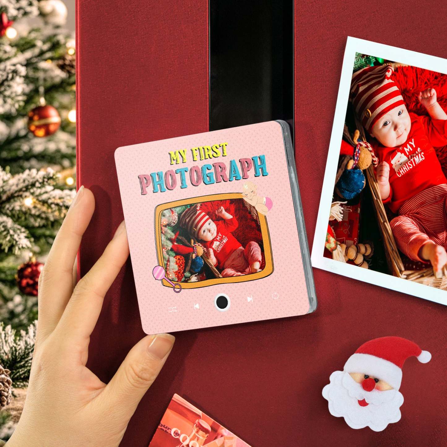 Personalized Music Fridge Magnet Baby's First Photograph Christmas Gifts for Family Custom Music Magnets Can Play Songs - mycustomtirecover