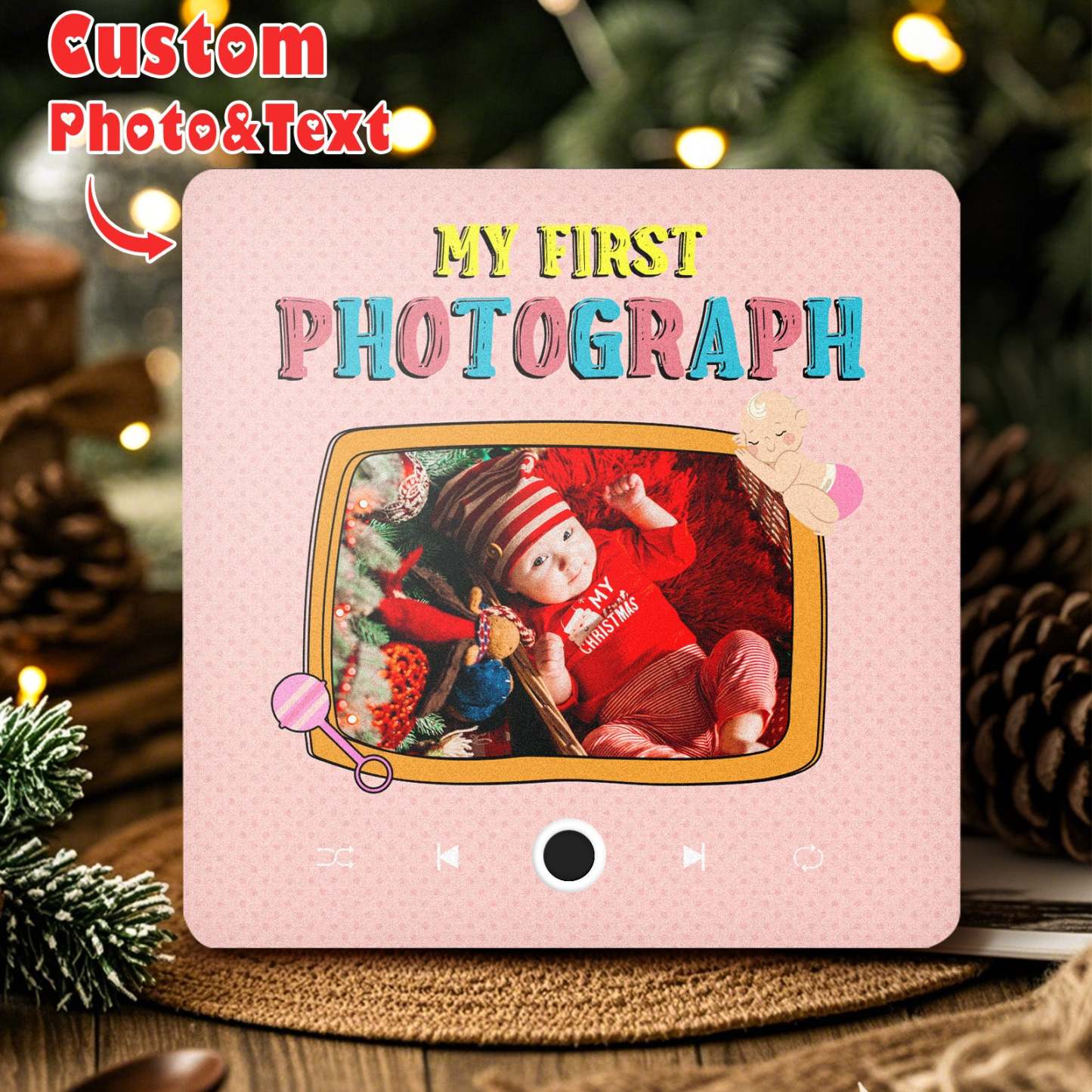 Personalized Music Fridge Magnet Baby's First Photograph Christmas Gifts for Family Custom Music Magnets Can Play Songs - mycustomtirecover