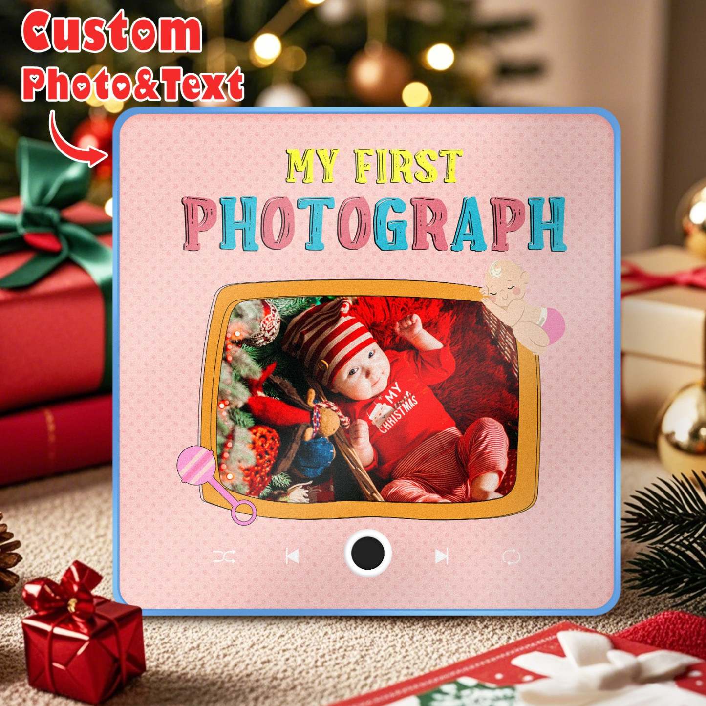 Personalized Music Fridge Magnet Baby's First Photograph Christmas Gifts for Family Custom Music Magnets Can Play Songs - mycustomtirecover