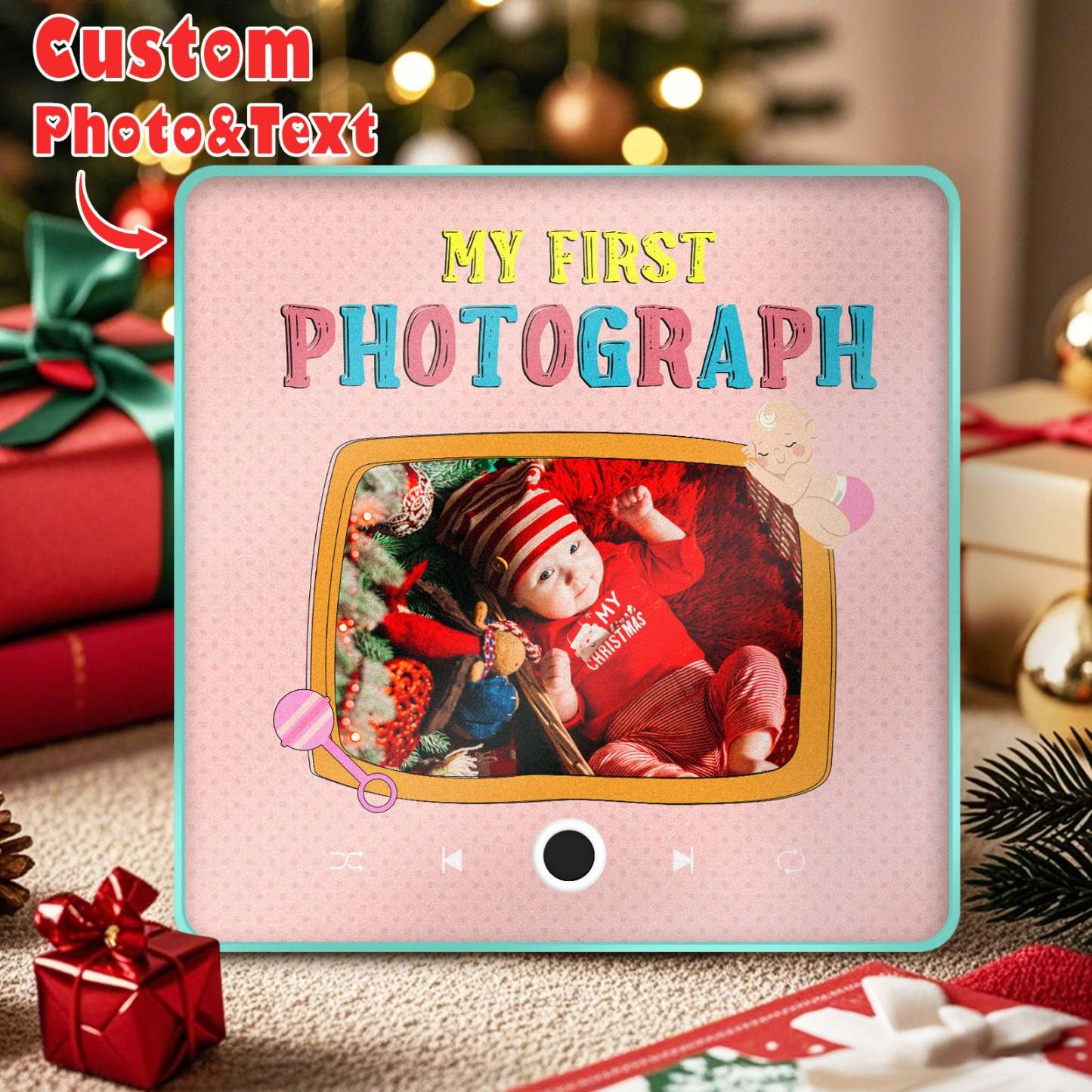 Personalized Music Fridge Magnet Baby's First Photograph Christmas Gifts for Family Custom Music Magnets Can Play Songs - mycustomtirecover