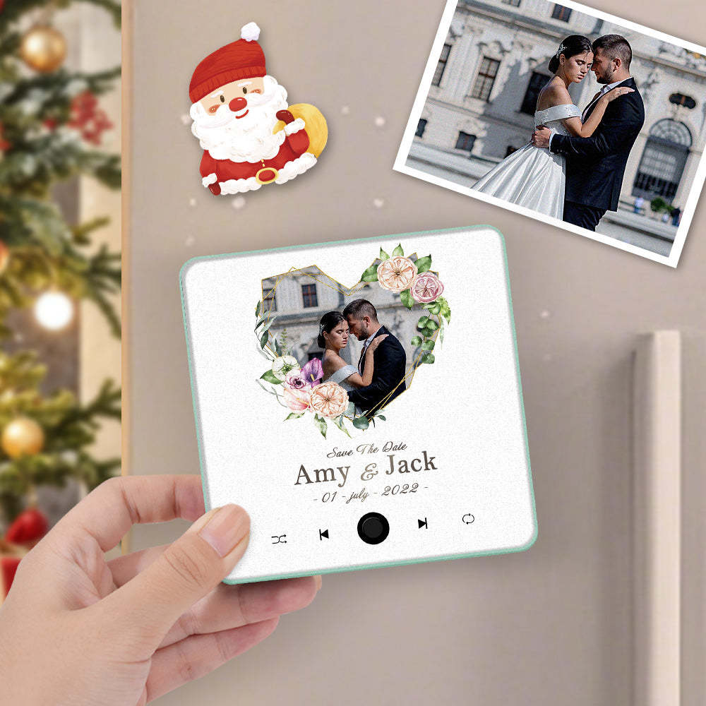 Custom Wedding Photo Music Fridge Magnet Personalized Music Magnets Can Play Songs Christmas Gift for Couples - mycustomtirecover