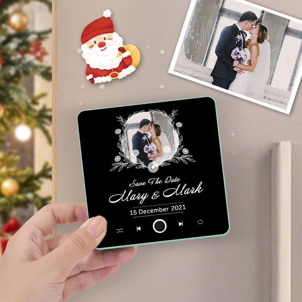 Custom Wedding Photo Music Fridge Magnet Personalized Music Magnets Can Play Songs Christmas Gift for Couples - mycustomtirecover