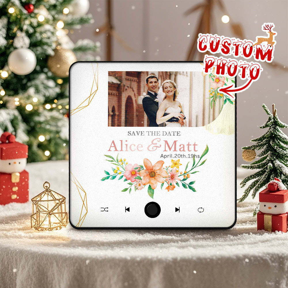 Custom Wedding Photo Music Fridge Magnet Personalized Music Magnets Can Play Songs Christmas Gift for Couples - mycustomtirecover
