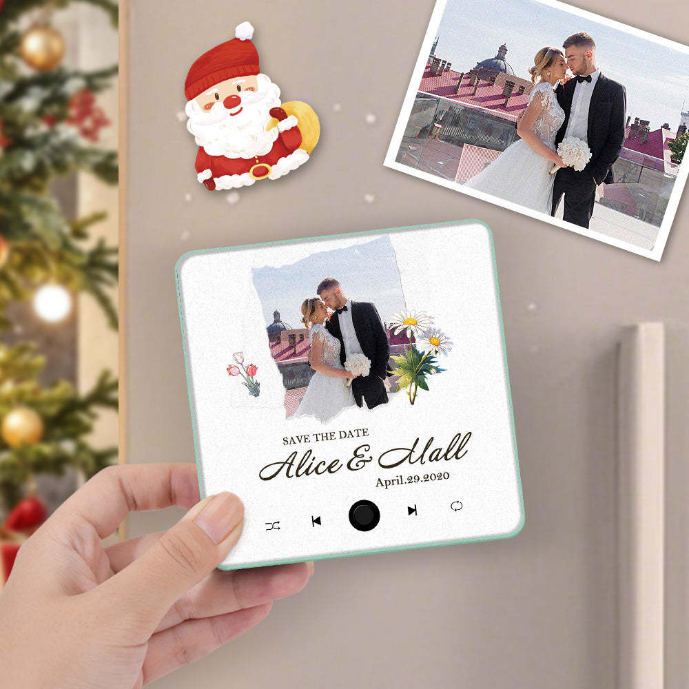 Custom Wedding Photo Music Fridge Magnet Personalized Music Magnets Can Play Songs Christmas Gift for Couples - mycustomtirecover