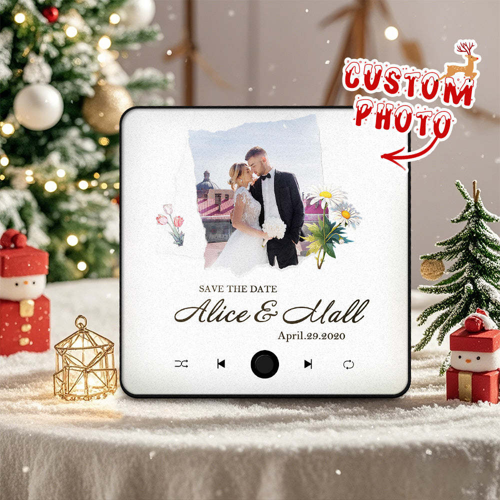 Custom Wedding Photo Music Fridge Magnet Personalized Music Magnets Can Play Songs Christmas Gift for Couples - mycustomtirecover