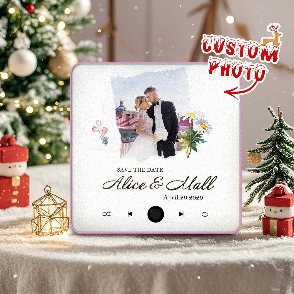 Custom Wedding Photo Music Fridge Magnet Personalized Music Magnets Can Play Songs Christmas Gift for Couples - mycustomtirecover