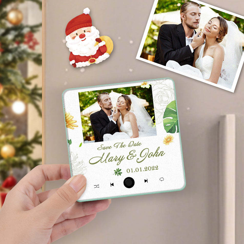 Custom Wedding Photo Music Fridge Magnet Personalized Music Magnets Can Play Songs Christmas Gift for Couples - mycustomtirecover