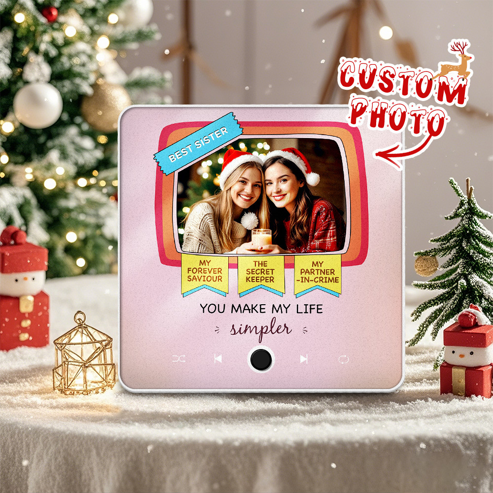 Personalized Photo Music Fridge Magnet Christmas Gift for Sisters and Brothers Custom Music Magnets Can Play Songs