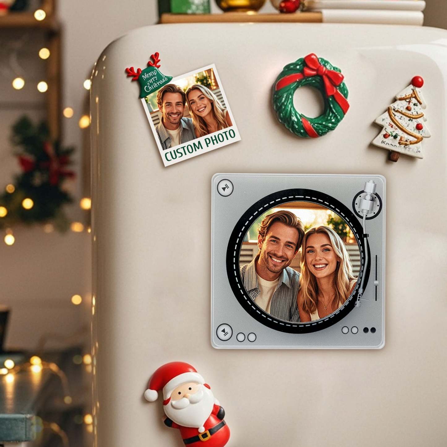 Custom Rotating Double Layer Acrylic Nfc Fridge Magnets With Photos And Songs Magnetic Fridge Magnets - mycustomtirecover