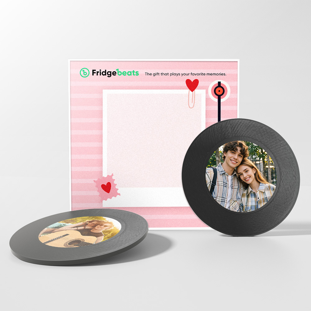 Custom Music and Photo Fridge Magnet NFC Song Fridge Magnets Pink Gifts for Couple - Get Photo Blanket