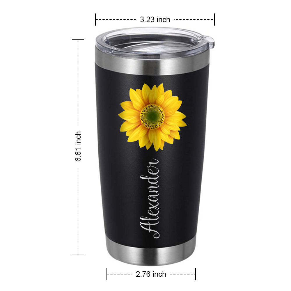 Custom Name Tumbler Sunflower Gifts for Her - mycustomtirecover