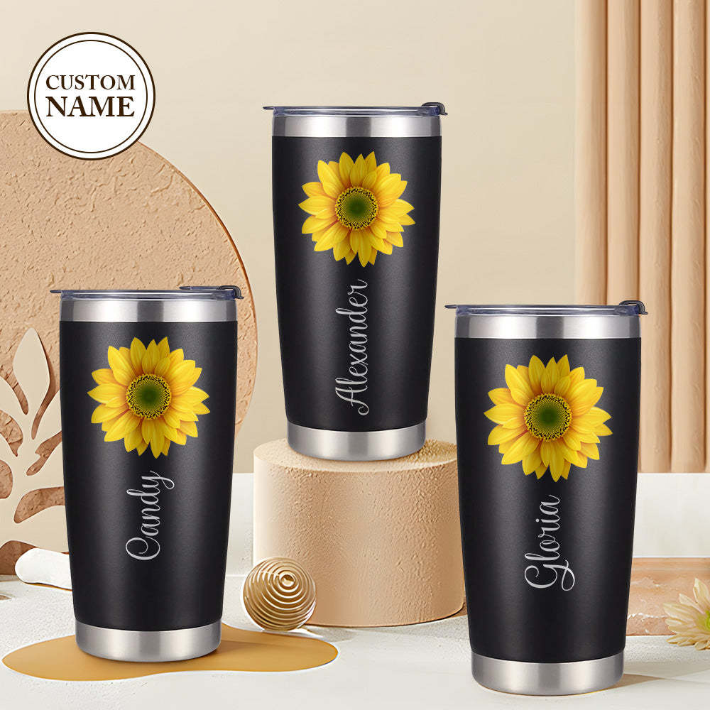 Custom Name Tumbler Sunflower Gifts for Her - mycustomtirecover