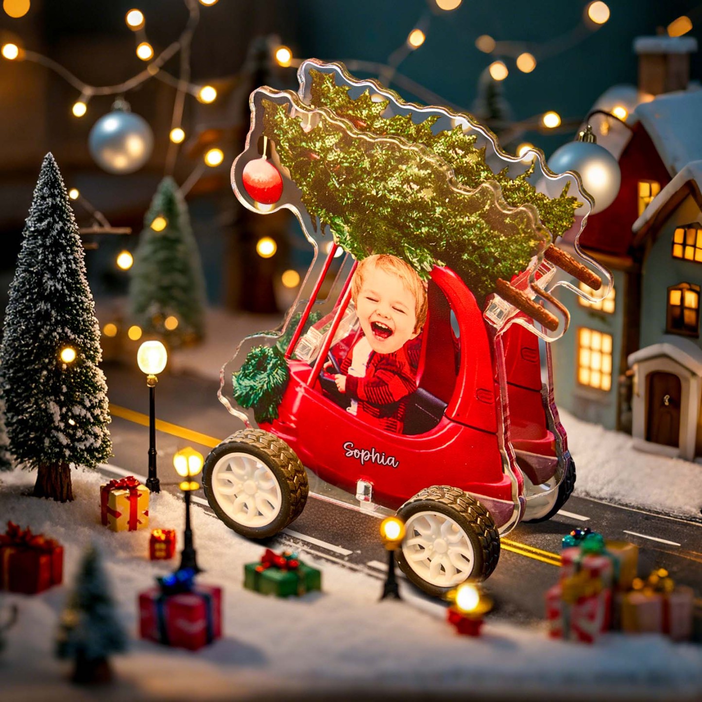 Custom Photo And Lettering Christmas Pull-Back Trolley Color - mycustomtirecover