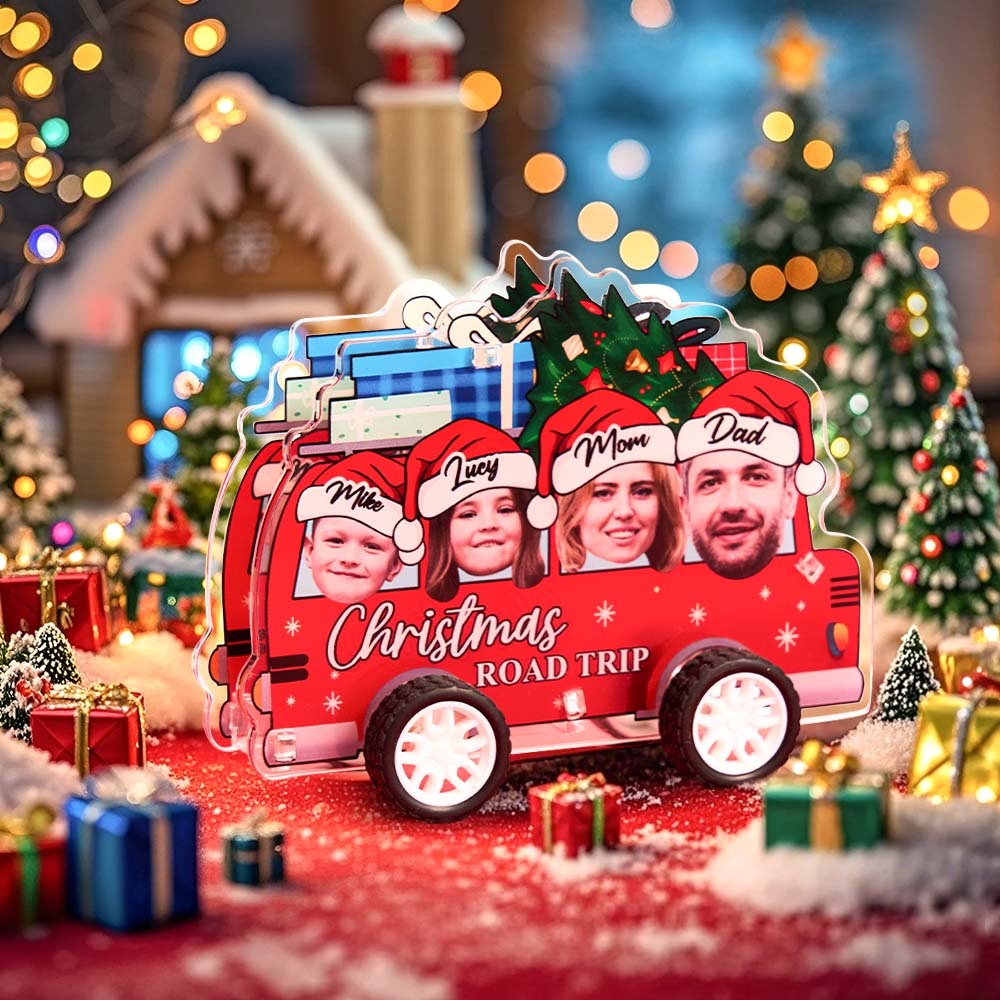 Personalized Photo And Name Family Bus Christmas Color Pull-Back Car - mycustomtirecover