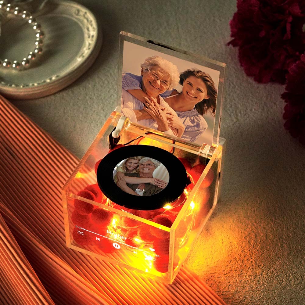 Custom Mini Vinyl Record Player in an Acrylic Box with Custom Name Cover Mother's Day Gift for Mum -  mycustomtirecover