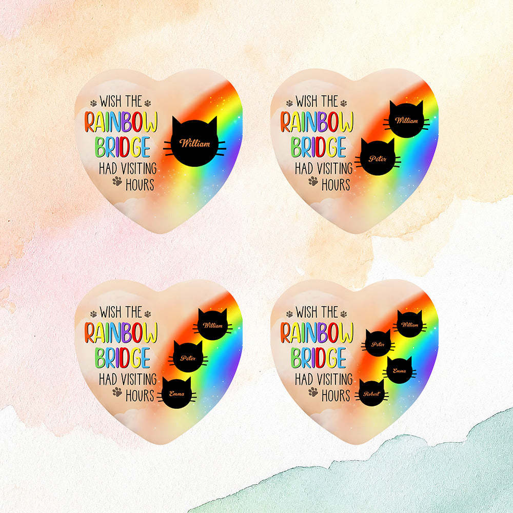 Personalized Heart Cat Ornament Wish The Rainbow Bridge Had Visiting Hours Ornament for Cat Memorial Gift - mycustomtirecover