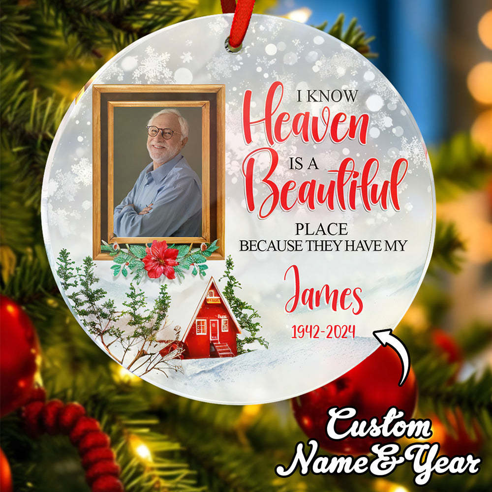 Personalized Memorial Ornament Christmas Photo Ornament for Christmas Gift - mycustomtirecover