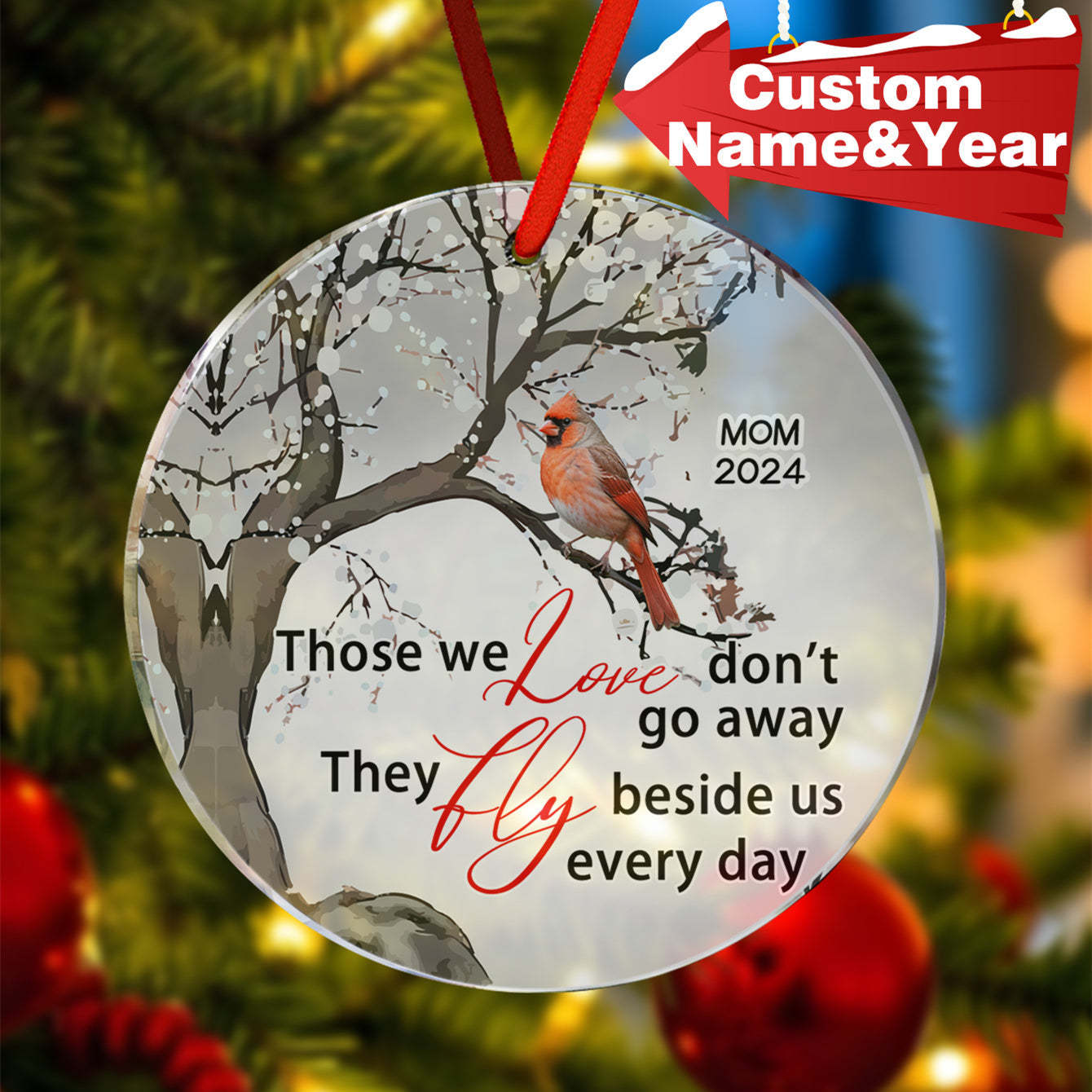 Personalized Memorial Ornament Cardinals Blossom Tree Christmas Ornament Gifts for Family - mycustomtirecover
