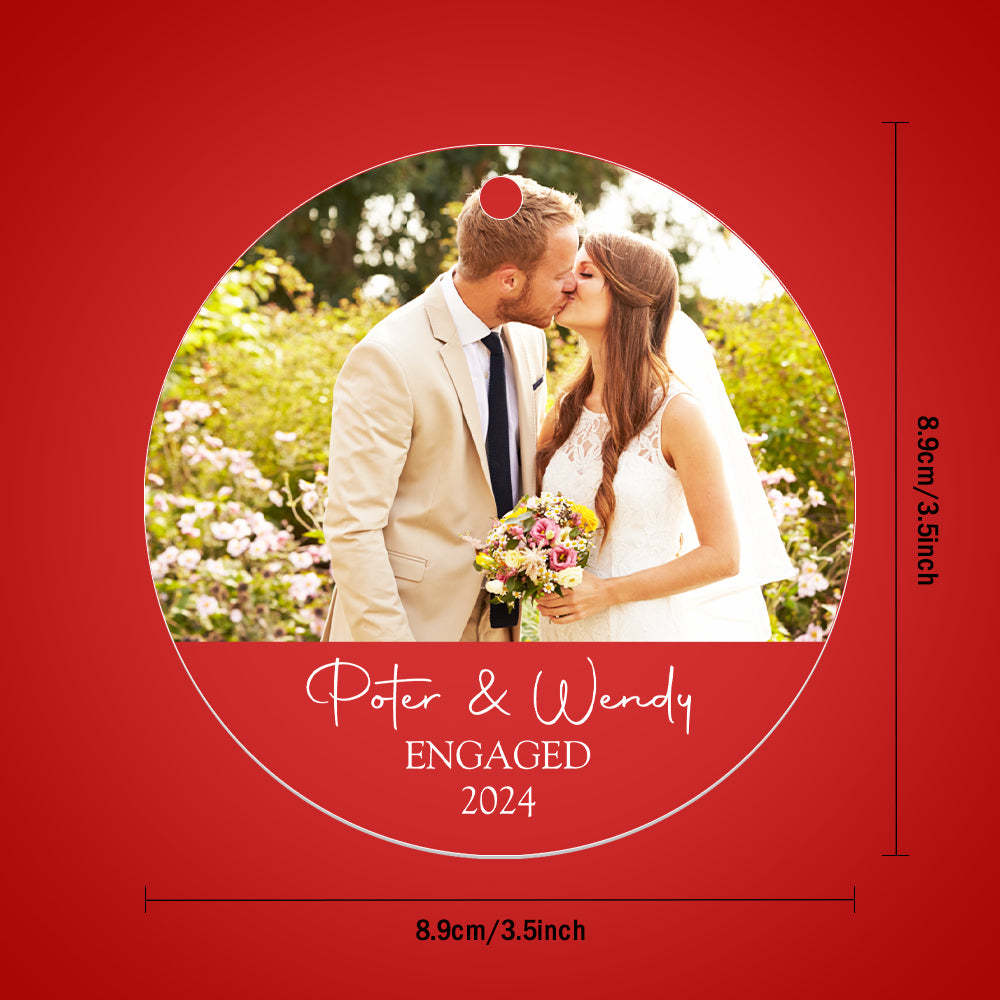 Personalized Engagement Ornament with Photo Christmas Ornament Gift for Couples - mycustomtirecover