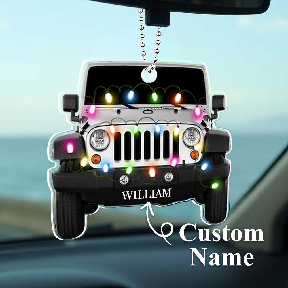 Personalized Car Ornament with Name Acrylic Christmas Ornament for Christmas Gift - mycustomtirecover
