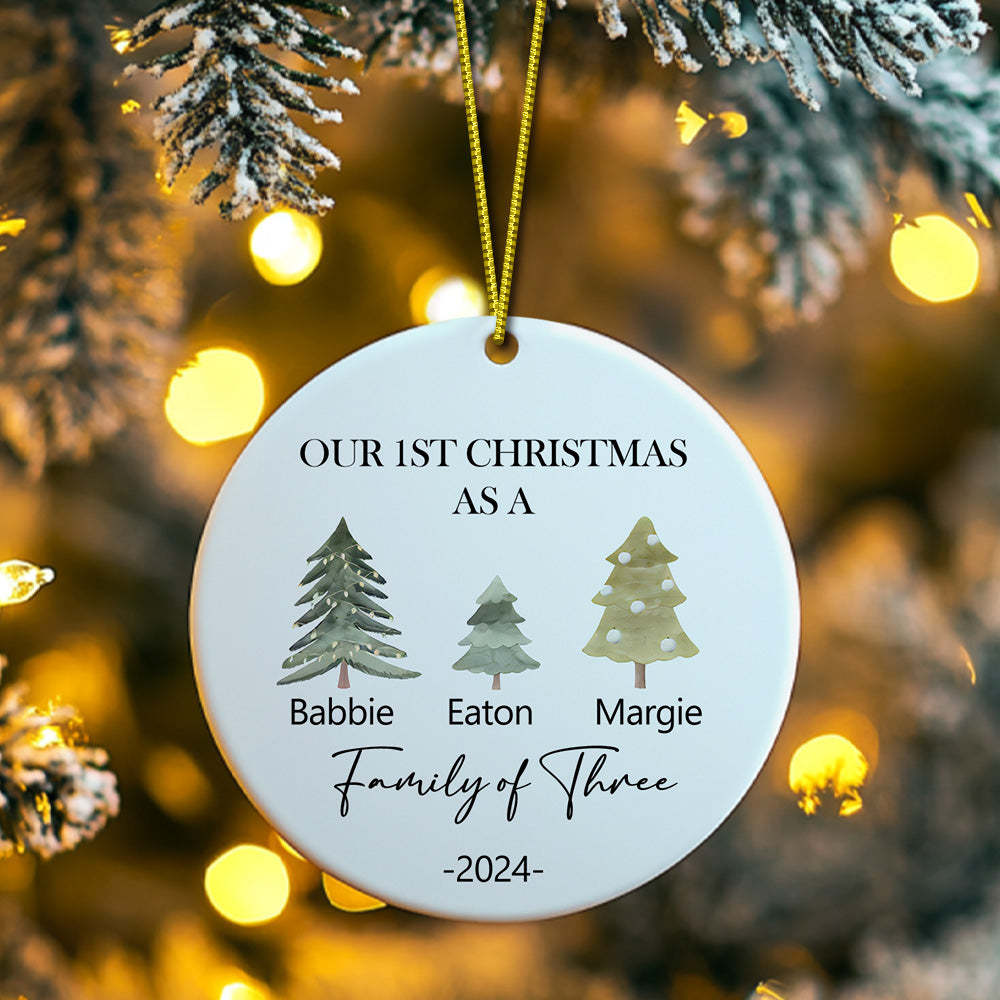 Personalized Baby's First Christmas Ornament Family of Three Christmas Ornament for Christmas Gift - mycustomtirecover