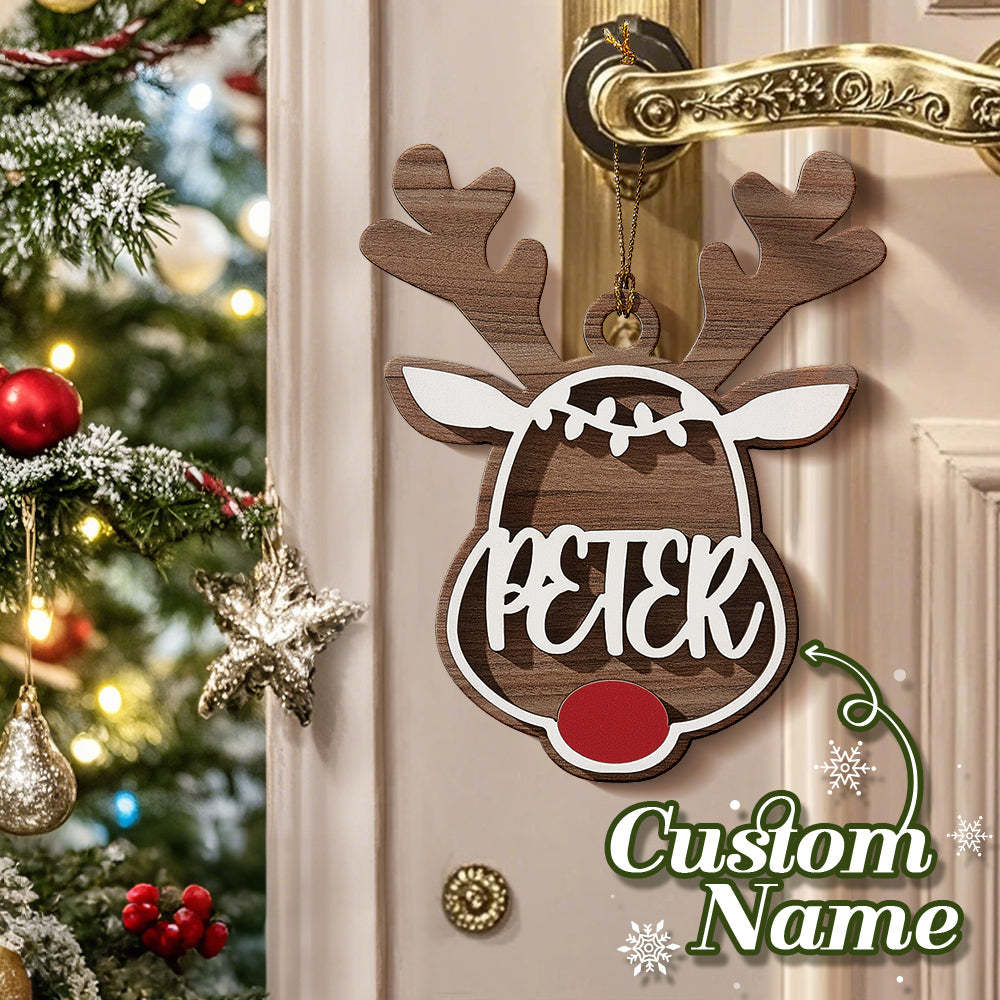 Personalized Reindeer Ornament with Name Christmas Tree Decorations Gift - mycustomtirecover