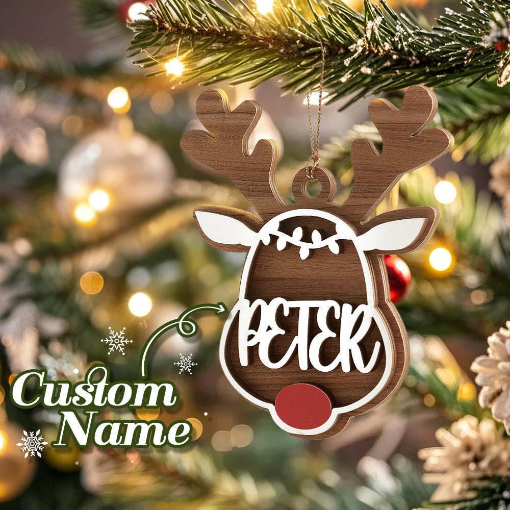 Personalized Reindeer Ornament with Name Christmas Tree Decorations Gift - mycustomtirecover