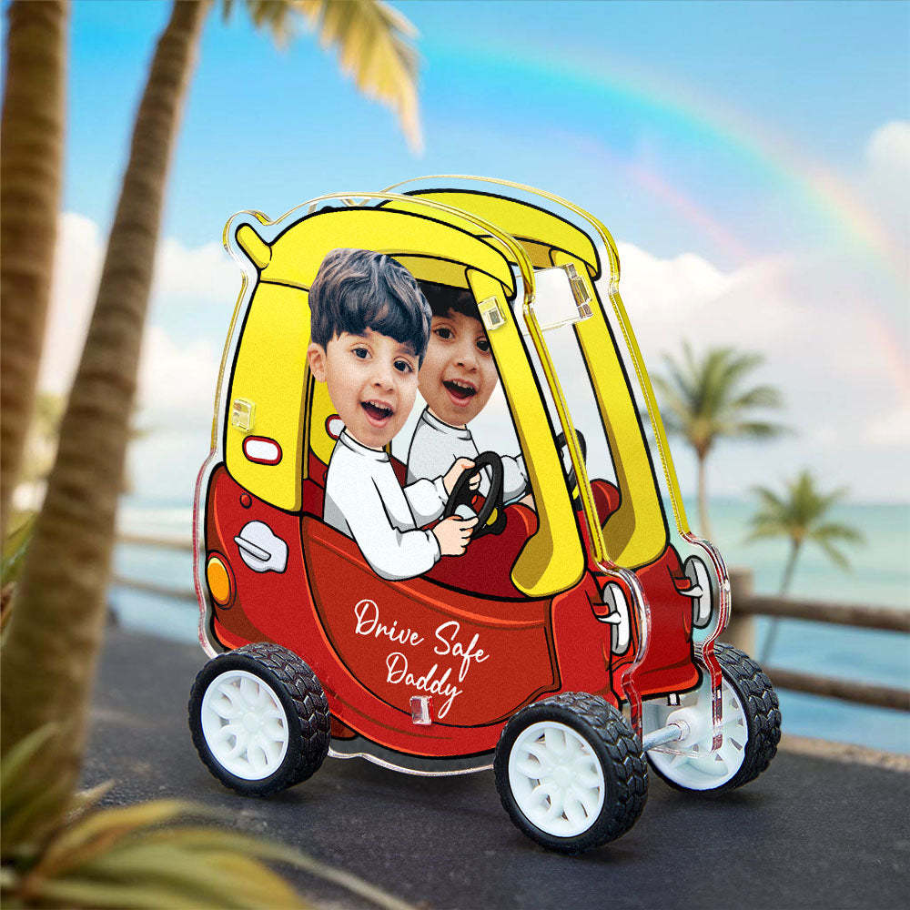 Drive Safe Daddy Little Car with Custom Face and Text Home Decor Toy - mycustomtirecover