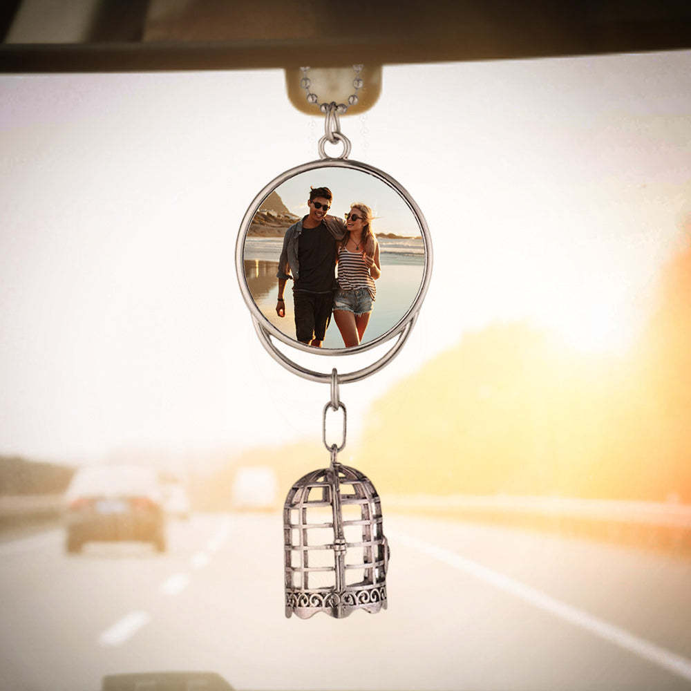Custom Photo Car Rearview Mirror Decoration Hanging Ornament Memorial Gifts - mycustomtirecover