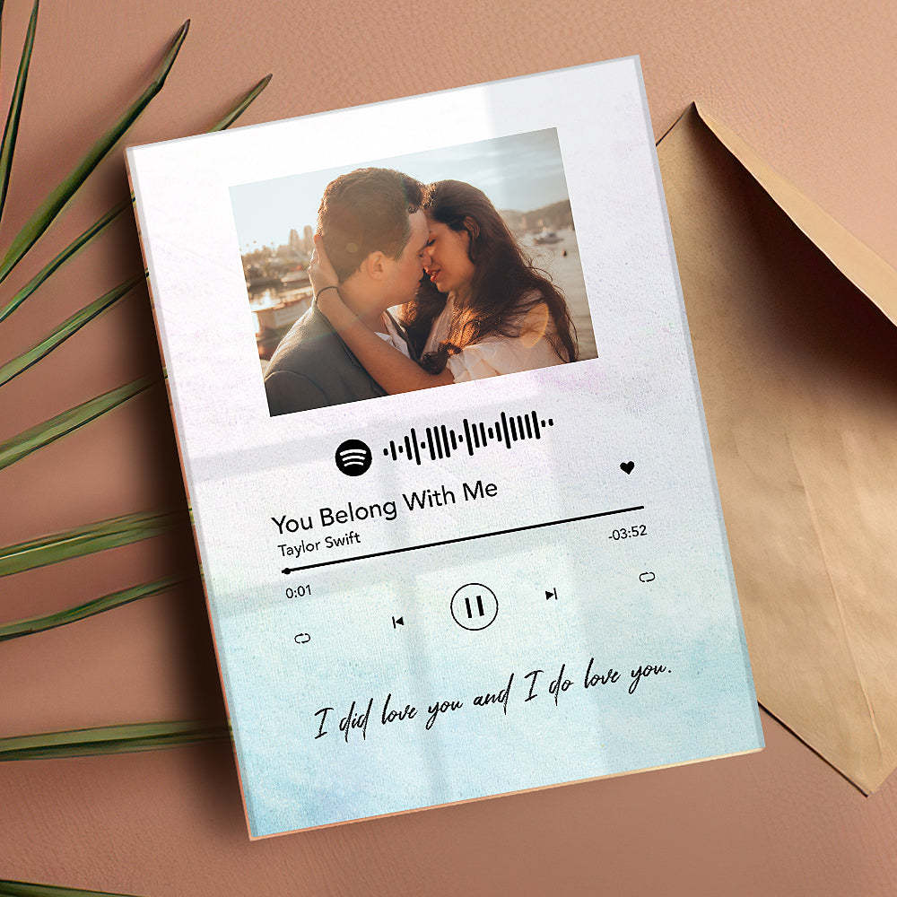 Personalized Spotify Glass, Custom Spotify Plaque, Personalized Acrylic Song with Photo Customized Song Plaque Scannable Spotify Code - mycustomtirecover