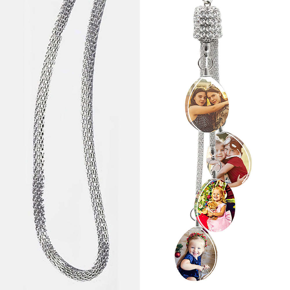 Custom Photo Car Crystal Rearview Mirror Hanging Decorations Accessories Gifts for Family - mycustomtirecover