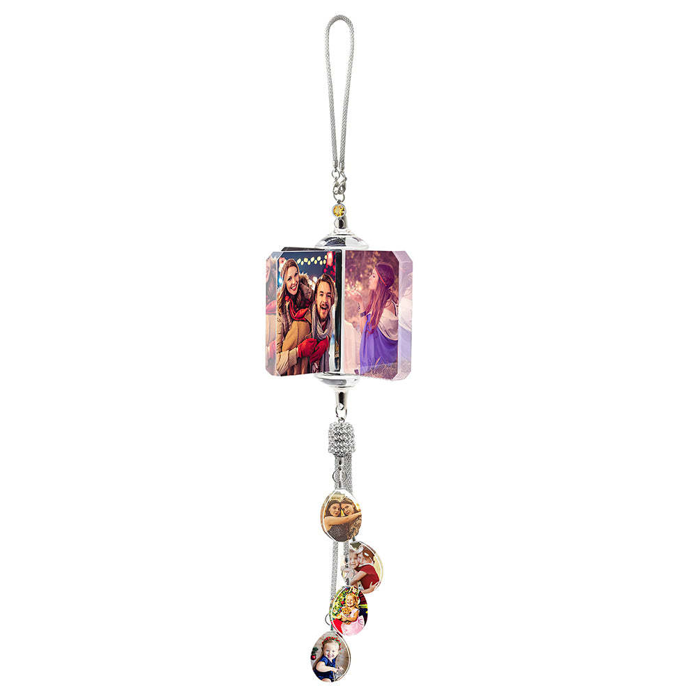 Custom Photo Car Crystal Rearview Mirror Hanging Decorations Accessories Gifts for Family - mycustomtirecover