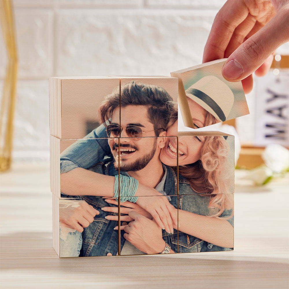 Custom Photo Wooden Block Puzzle Personalised Puzzle Block Decor Creative Gift - makephotopuzzleuk