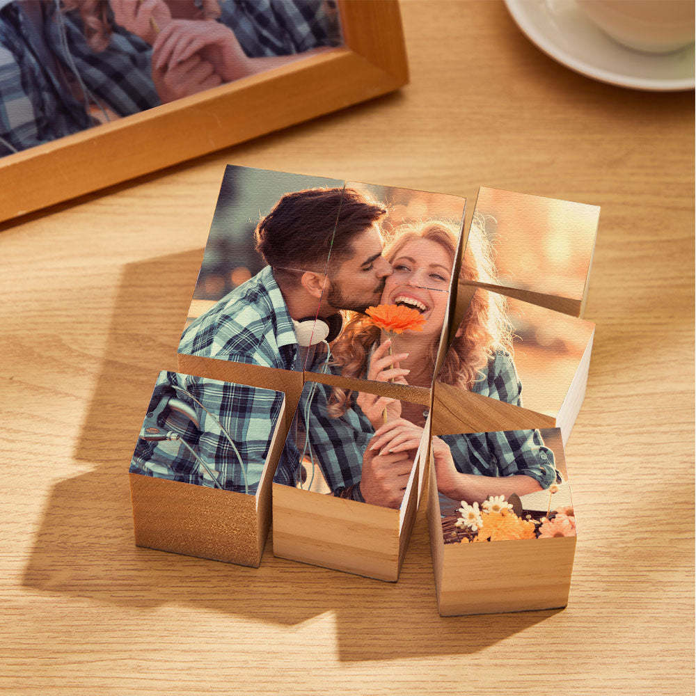 Custom Photo Wooden Block Puzzle Personalised Puzzle Block Decor Creative Gift - makephotopuzzleuk