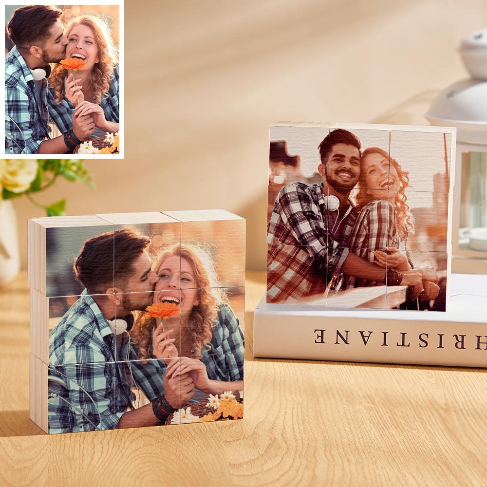Custom Photo Wooden Block Puzzle Personalised Puzzle Block Decor Creative Gift - makephotopuzzleuk