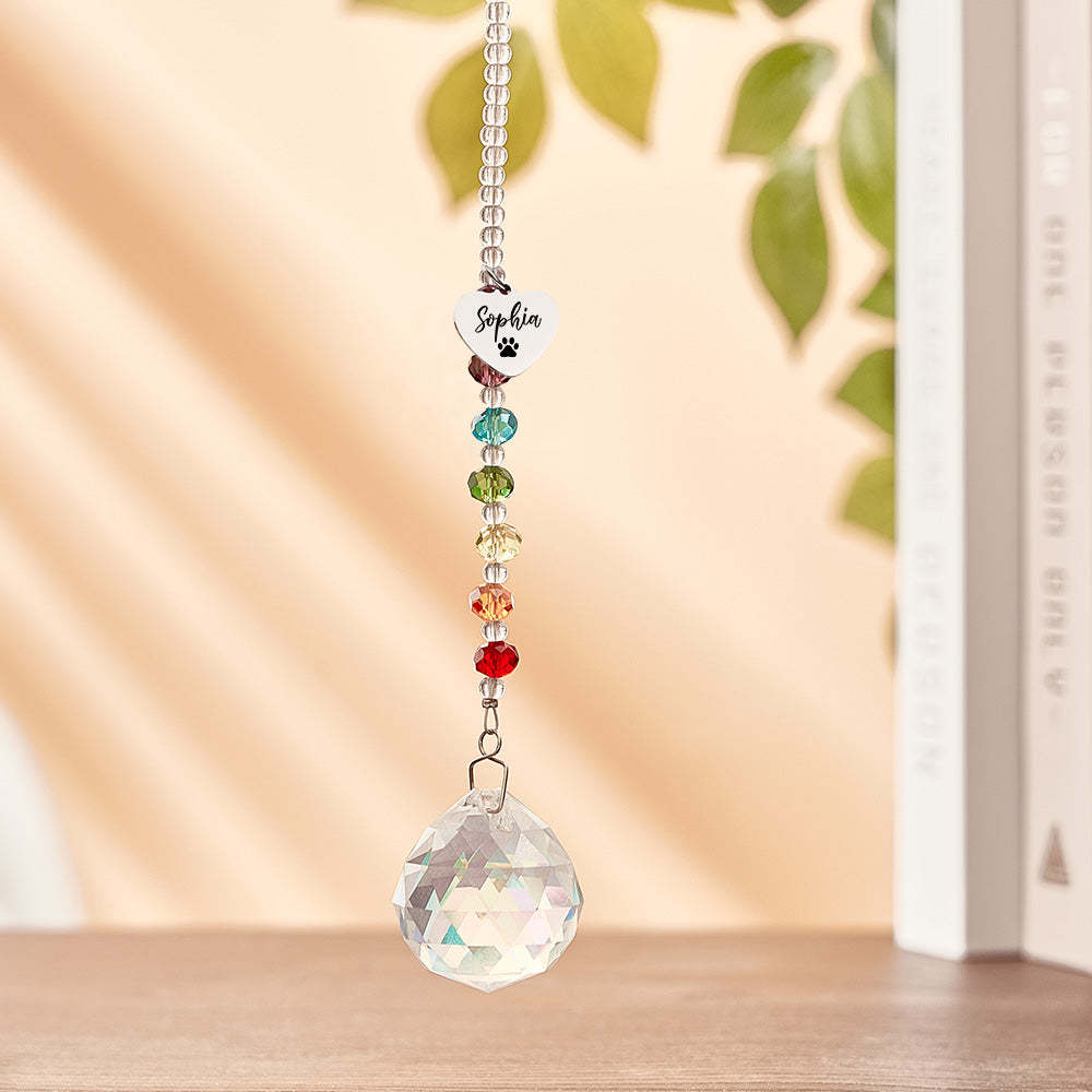 Custom Suncatcher Pet Memorial Crystal Rainbow Bridge Sun Catcher for Pet Sympathy Gift