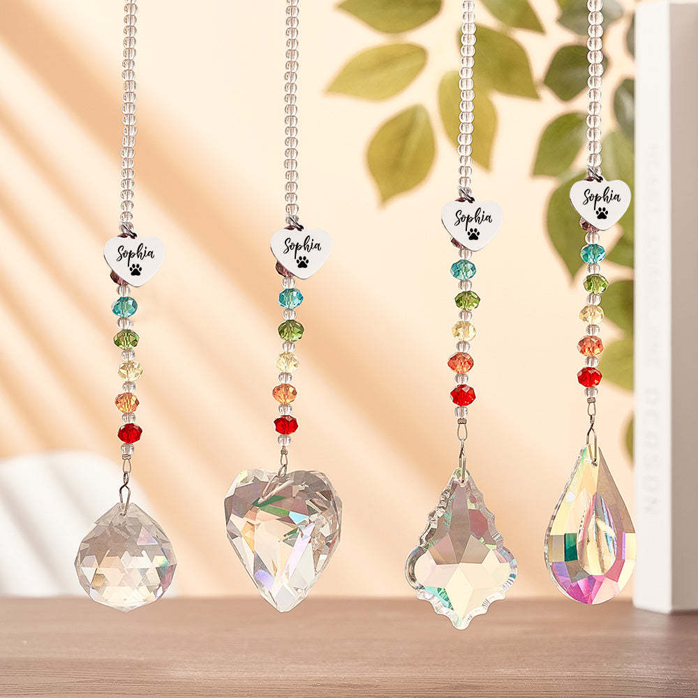 Custom Suncatcher Pet Memorial Crystal Rainbow Bridge Sun Catcher for Pet Sympathy Gift