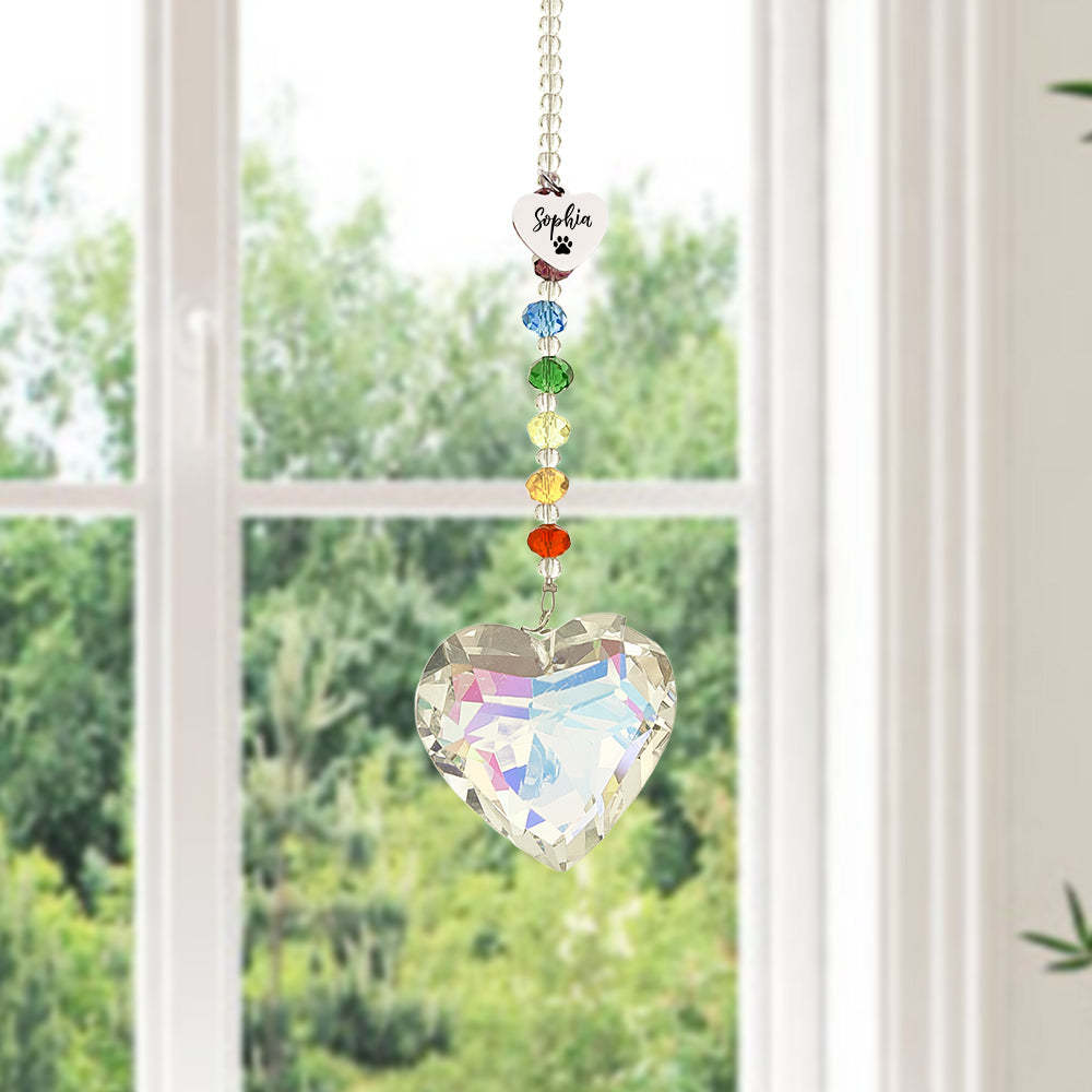 Custom Suncatcher Pet Memorial Crystal Rainbow Bridge Sun Catcher for Pet Sympathy Gift