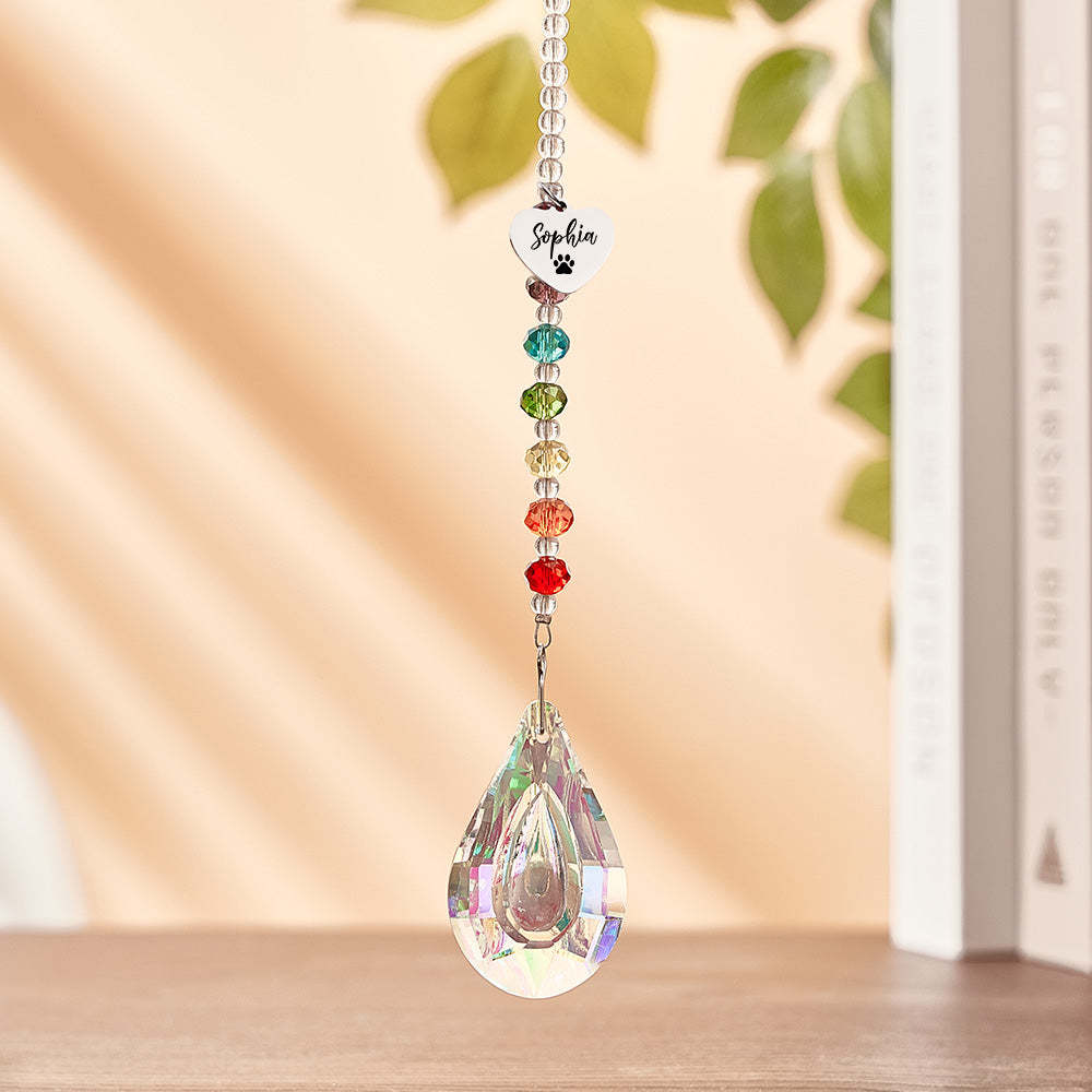 Custom Suncatcher Pet Memorial Crystal Rainbow Bridge Sun Catcher for Pet Sympathy Gift