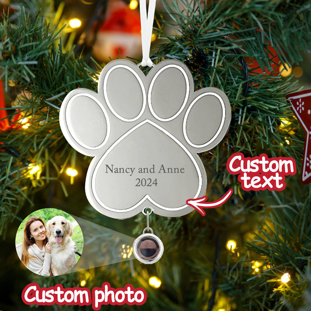 Custom Projection Ornament Personalized Photo Paw Ornament Gifts for Pet Lovers