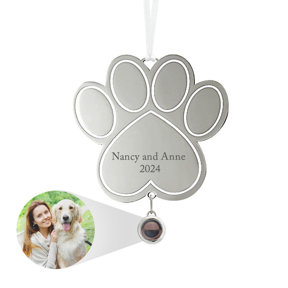 Custom Projection Ornament Personalized Photo Paw Ornament Gifts for Pet Lovers