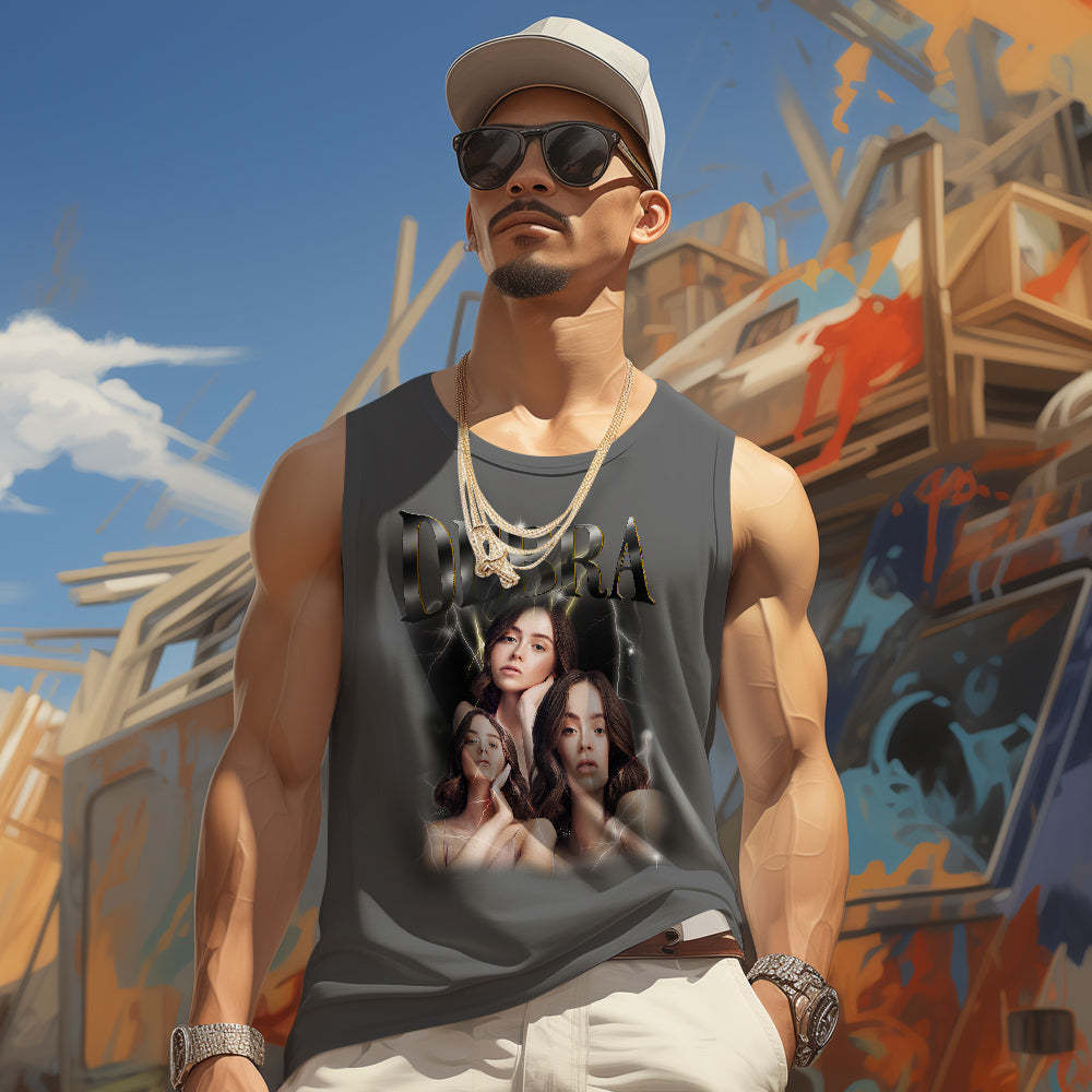 Custom Face Tank Tops Men's Sleeveless Shirt Print Your Own Text