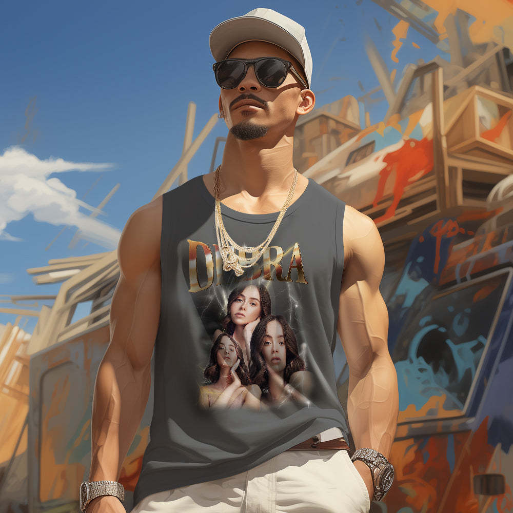 Custom Face Tank Tops Men's Sleeveless Shirt Print Your Own Text