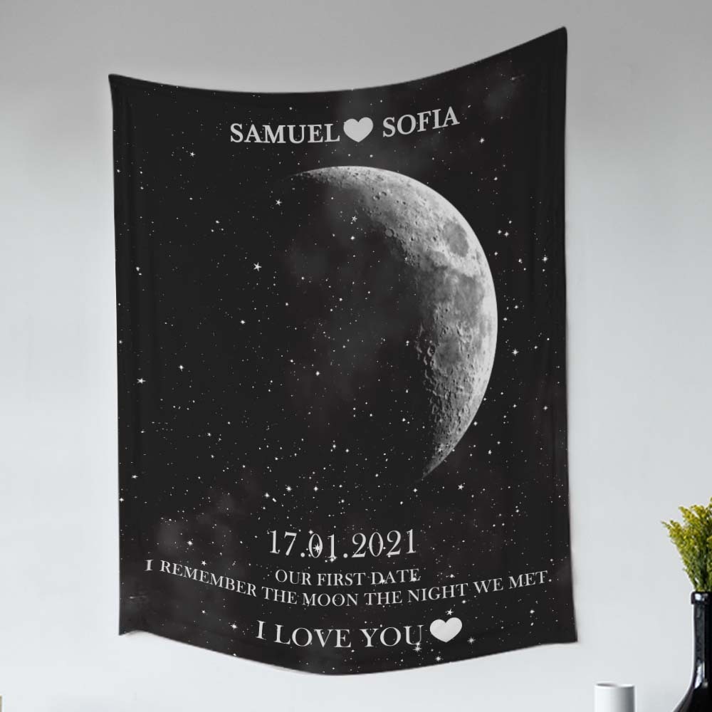 Custom Moon Phase Tapestry Gifts for Her Home Wall Decor - Get Photo Blanket