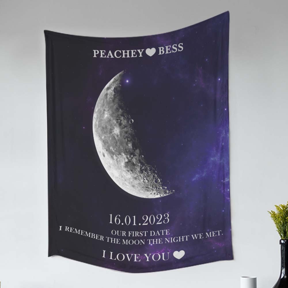 Custom Moon Phase Tapestry Gifts for Her Home Wall Decor - Get Photo Blanket
