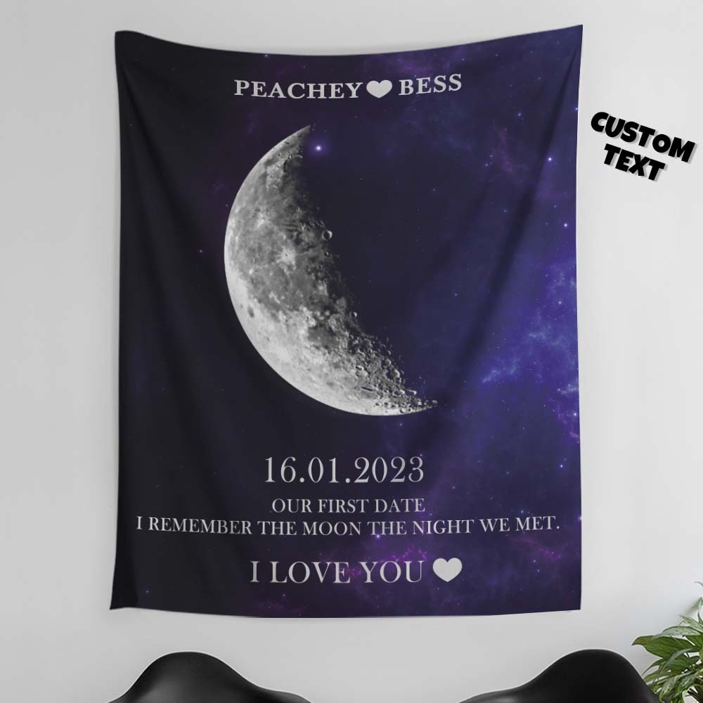Custom Moon Phase Tapestry Gifts for Her Home Wall Decor - Get Photo Blanket