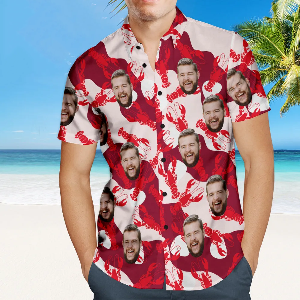 Custom Face Hawaiian Shirt Lobster Style Personalized Face Shirt