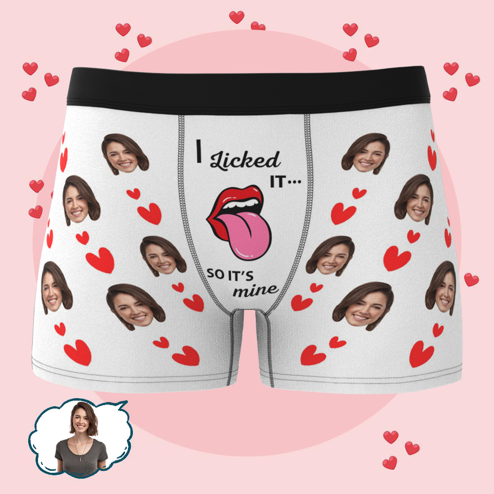 Custom Boxer Briefs with Face Underwear with Photo for Men Personalized I Licked It Boxer Valentines Day Gifts for Boyfriend Husband -  mycustomtirecover